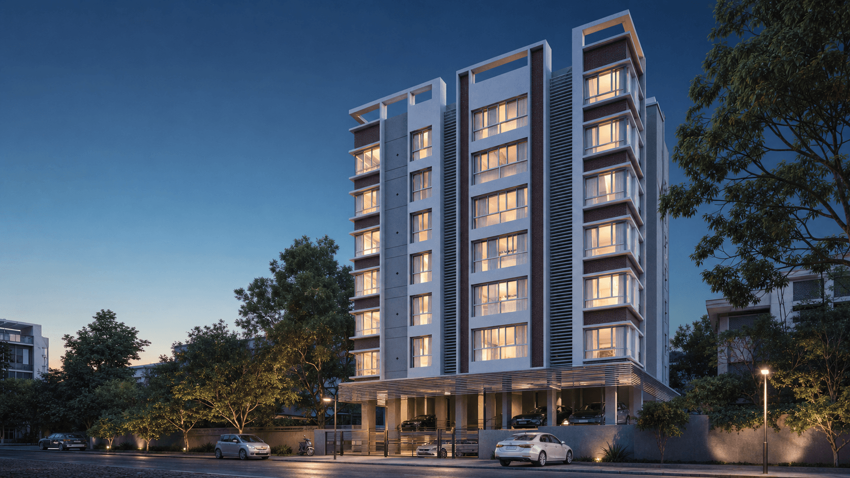 73 Kangan exterior at blue hour